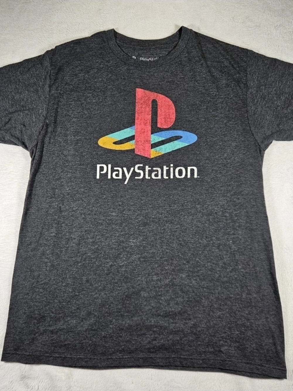 Playstation T-Shirt Logo Men's Grey Sony Size Medium Short Sleeve Gamer